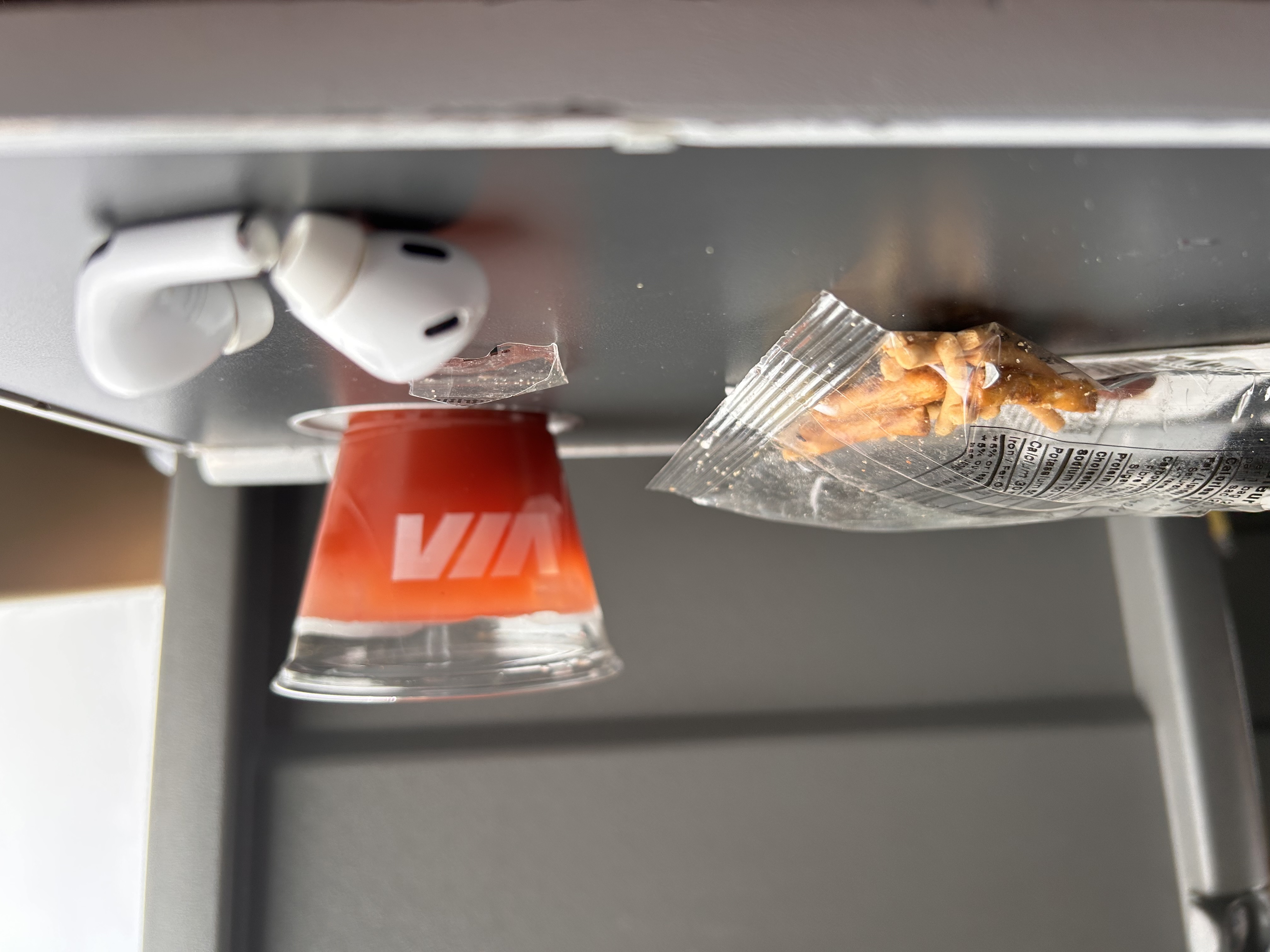 VIA Rail snack and juice